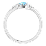 Oval Aquamarine Accented Ring with Diamond Accents in White Gold