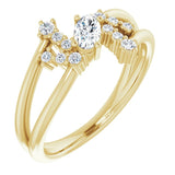Oval White Sapphire & Diamond Accented Ring in Yellow Gold