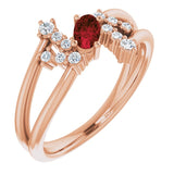 Oval Mozambique Garnet & Diamond Accented Ring in Rose Gold