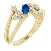 Oval Blue Sapphire & Diamond Accented Ring in Yellow Gold