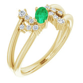 Oval Emerald Accented Ring with Diamond Accents in Yellow Gold