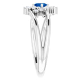 Oval Blue Sapphire & Diamond Accented Ring in White Gold