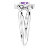 Oval Amethyst Accented Ring with Diamond Accents in White Gold