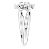 Oval White Sapphire & Diamond Accented Ring in White Gold