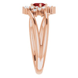 Oval Mozambique Garnet & Diamond Accented Ring in Rose Gold
