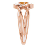 Oval Citrine Accented Ring with Diamond Accents in Rose Gold