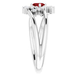 Oval Mozambique Garnet & Diamond Accented Ring in White Gold