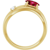 Oval Lab-Grown Ruby & Diamond Ring in Gold and Platinum