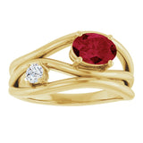 Oval Lab-Grown Ruby & Diamond Ring in Gold and Platinum