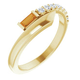 Straight Baguette Citrine & Diamond Accented Ring in Yellow Gold