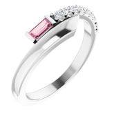 Straight Baguette Pink Sapphire & Diamond Accented Ring in Platinum