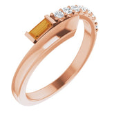 Straight Baguette Citrine & Diamond Accented Ring in Rose Gold