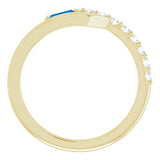 Straight Baguette Blue Sapphire & Diamond Ring in Yellow Gold