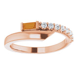 Straight Baguette Citrine & Diamond Accented Ring in Rose Gold
