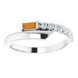 Straight Baguette Citrine & Diamond Accented Ring in Platinum