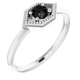 Round Black Onyx Solitaire Ring in White Gold