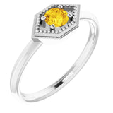 Round Yellow Sapphire Solitaire Ring in Platinum