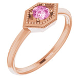 Round Pink Sapphire Solitaire Ring in Rose Gold