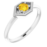 Round Yellow Sapphire Solitaire Ring in White Gold