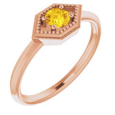 Round Yellow Sapphire Solitaire Ring in Rose Gold