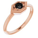 Round Black Onyx Solitaire Ring in Rose Gold