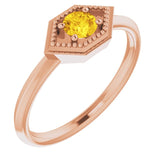 Round Yellow Sapphire Solitaire Ring in Rose Gold