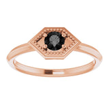 Round Black Onyx Solitaire Ring in Rose Gold