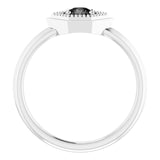 Round Black Onyx Solitaire Ring in White Gold