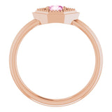 Round Pink Sapphire Solitaire Ring in Rose Gold