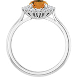 Oval Citrine Halo Ring with Diamond Accents in Gold