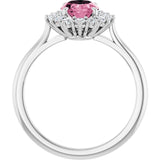 Oval Pink Tourmaline Halo Ring with Diamond Accents in Gold