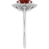 Oval Mozambique Garnet Halo Ring with Diamond Accents in Gold