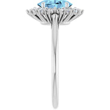 Oval Aquamarine Halo Ring with Diamond Accents in Gold