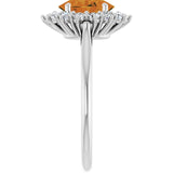 Oval Citrine Halo Ring with Diamond Accents in Gold