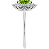 Oval Peridot Halo Ring with Diamond Accents in Gold