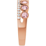 Round Pink Mandganite & Diamond Stackable Ring in Rose Gold