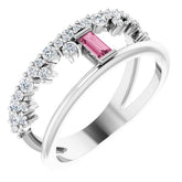 Straight Baguette Pink Tourmaline & Diamond Negative Space Ring