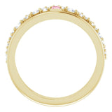 Straight Baguette Pink Tourmaline & Diamond Ring in Yellow Gold
