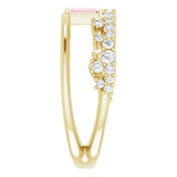 Straight Baguette Pink Tourmaline & Diamond Ring in Yellow Gold