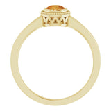 Polished November Solitaire Ring in Yellow Gold