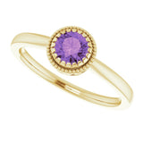Polished February Solitaire Ring in Gold