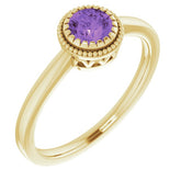 Polished February Solitaire Ring in Gold