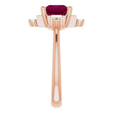 Square Rhodolite Garnet & Diamond Accented Ring in Rose Gold