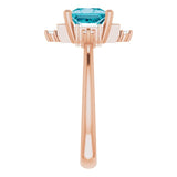 Square London Blue Topaz & Diamond Accented Ring in Rose Gold