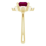 Square Rhodolite Garnet & Diamond Accented Ring in Yellow Gold