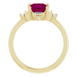 Square Rhodolite Garnet & Diamond Accented Ring in Yellow Gold
