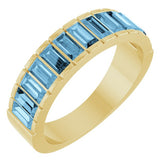 Straight Baguette Sky Blue Topaz Multi Stone Ring in Yellow Gold