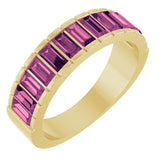 Straight Baguette Pink Tourmaline Multi Stone Ring in Yellow Gold