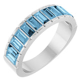 Straight Baguette Sky Blue Topaz Multi Stone Ring in Platinum