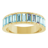 Straight Baguette Sky Blue Topaz Multi Stone Ring in Yellow Gold